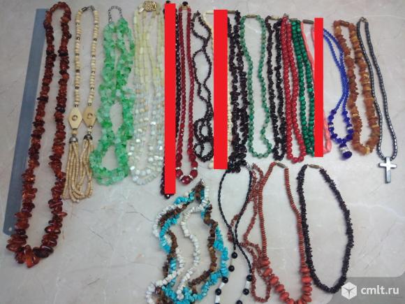 Бусы времён СССР. Винтаж. Камни. Малахит. Гранат.. Фото 1.