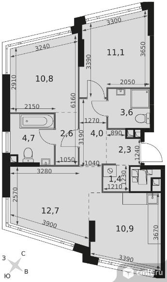 3-комнатная квартира 64,1 кв.м - ЖК "Роттердам". Фото 1.
