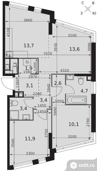 3-комнатная квартира 68,4 кв.м - ЖК "Роттердам". Фото 1.