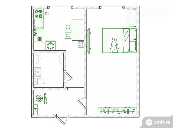 1-комнатная квартира 32 кв.м. Фото 14.
