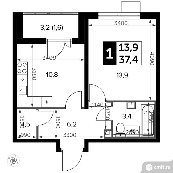 1-комнатная квартира 37,6 кв.м - Южная Битца. Фото 1.