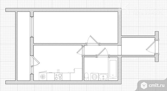 1-комнатная квартира 45,6 кв.м. Фото 9.