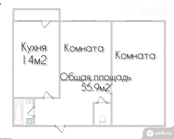 2-комнатная квартира 55 кв.м. Фото 12.