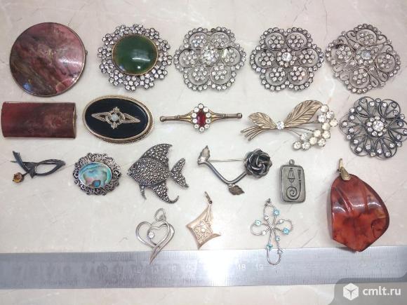 Винтажные броши и кулоны Серебро 875 - 925.. Фото 1.