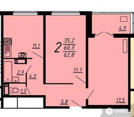 2-комнатная квартира 59,8 кв.м. Фото 1.