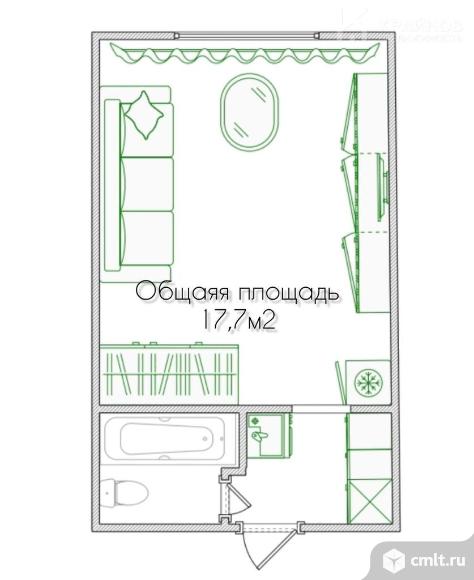 1-комнатная квартира 17,7 кв.м. Фото 16.