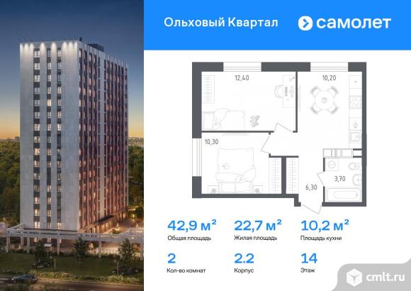 2-комнатная квартира 42,9 кв.м. Фото 1.