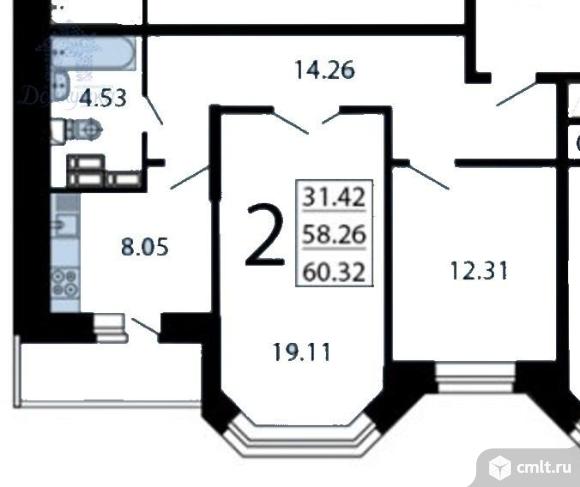 2-комнатная квартира 58 кв.м. Фото 1.