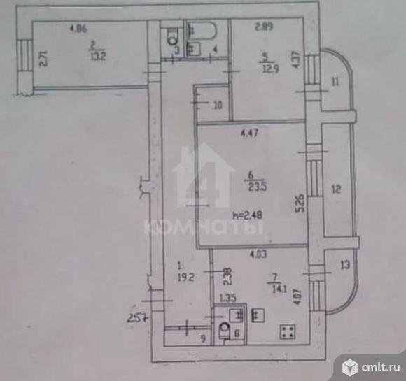 3-комнатная квартира 96,4 кв.м. Фото 10.