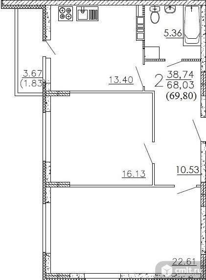 3-комнатная квартира 87,4 кв.м. Фото 14.