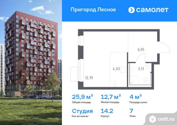 1-комнатная квартира 25,91 кв.м. Фото 1.