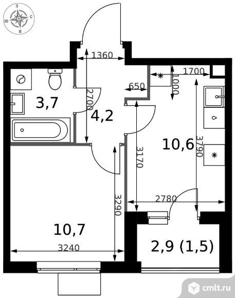 1-комнатная квартира 30,7 кв.м - ЖК "1-й Измайловский". Фото 1.