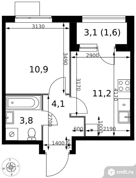 1-комнатная квартира 31,6 кв.м - ЖК "1-й Измайловский". Фото 1.