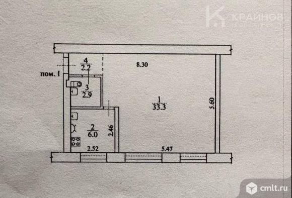 1-комнатная квартира 44,4 кв.м. Фото 17.