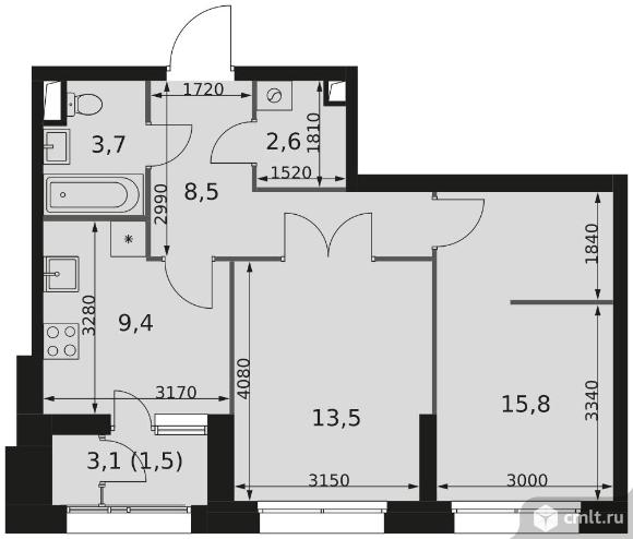 2-комнатная квартира 55 кв.м - ЖК "Sky Garden". Фото 1.