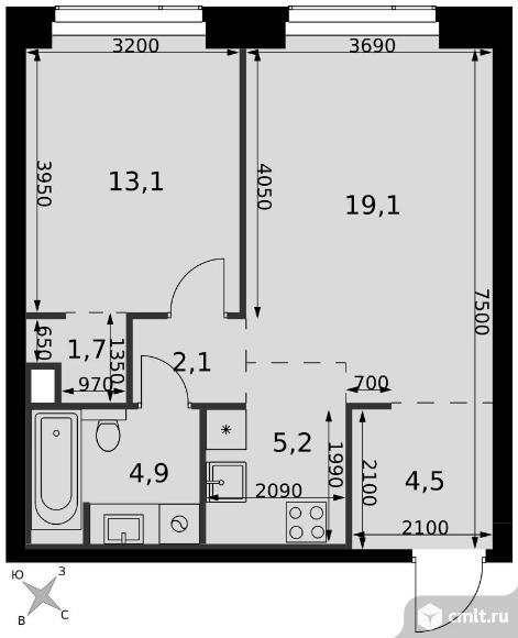2-комнатная квартира 50,6 кв.м - ЖК "Amber City". Фото 1.