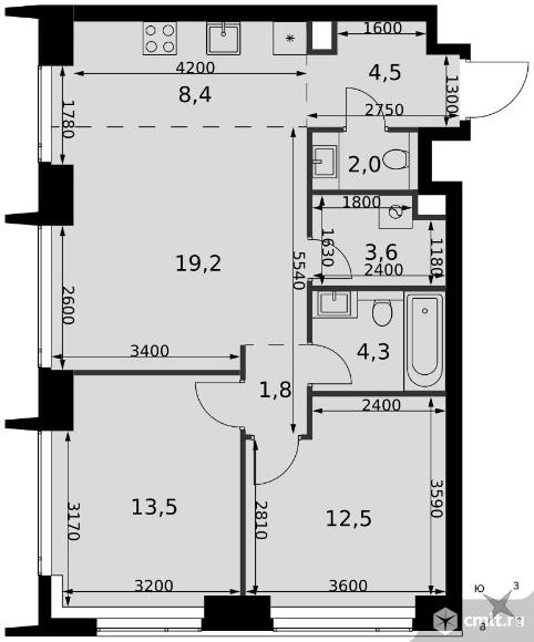 3-комнатная квартира 69,8 кв.м - ЖК "Amber City". Фото 1.