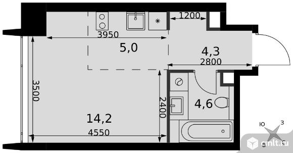1-комнатная квартира 28,1 кв.м - ЖК "Amber City". Фото 1.