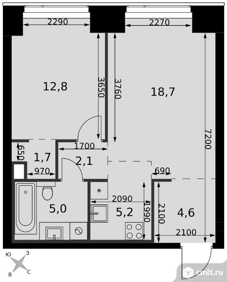 2-комнатная квартира 50,1 кв.м - ЖК "Amber City". Фото 1.