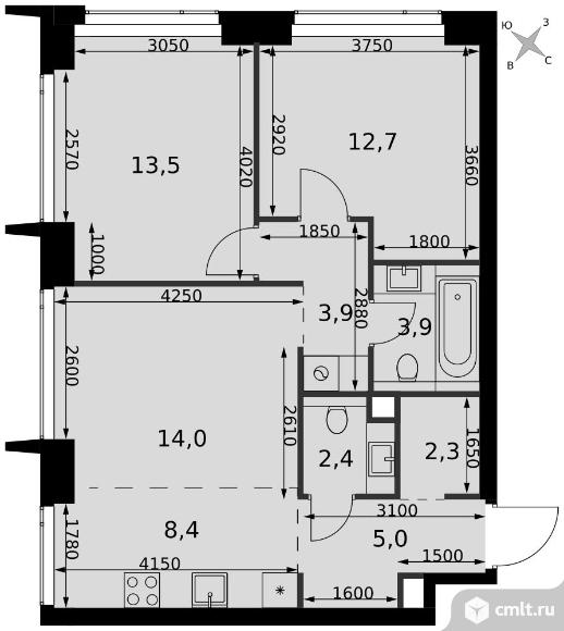 3-комнатная квартира 66,1 кв.м - ЖК "Amber City". Фото 1.