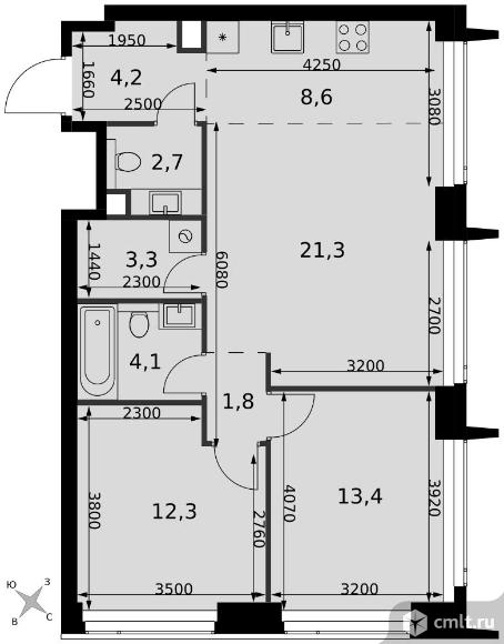 3-комнатная квартира 71,7 кв.м - ЖК "Amber City". Фото 1.