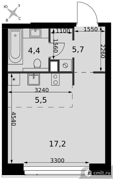 1-комнатная квартира 32,8 кв.м - ЖК "Amber City". Фото 1.