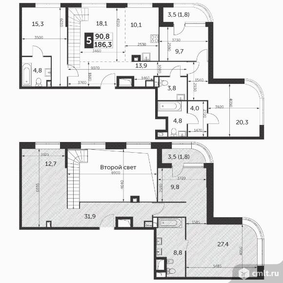 5-комнатная квартира 186,3 кв.м - ЖК «Режиссер». Фото 1.