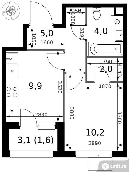 1-комнатная квартира 32,7 кв.м - ЖК "1-й Измайловский". Фото 1.
