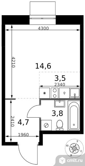 1-комнатная квартира 26,6 кв.м - ЖК "1-й Измайловский". Фото 1.