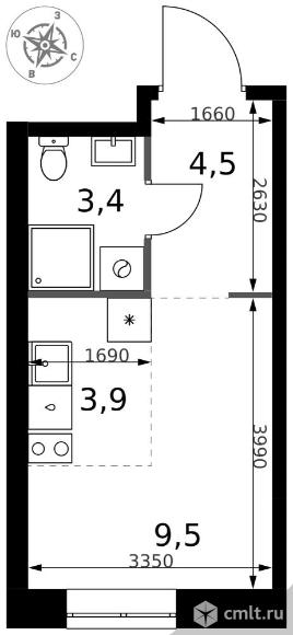 1-комнатная квартира 21,3 кв.м - ЖК "1-й Измайловский". Фото 1.