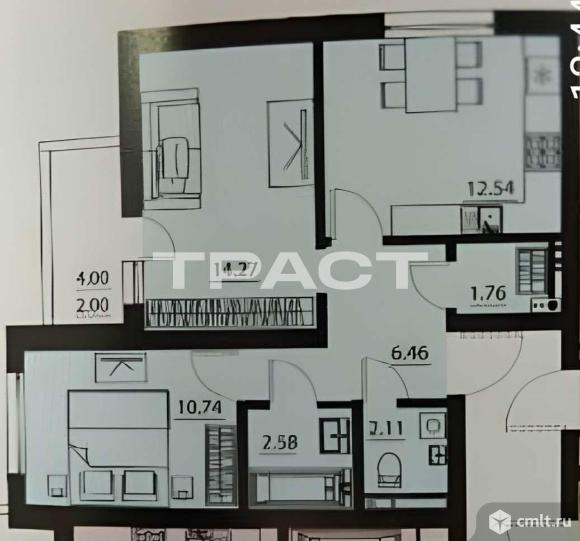 2-комнатная квартира 49,9 кв.м. Фото 16.