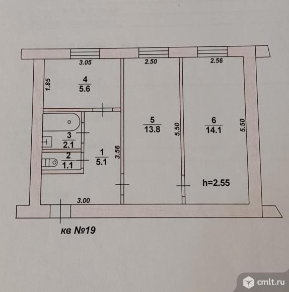 2-комнатная квартира 41,8 кв.м. Фото 14.