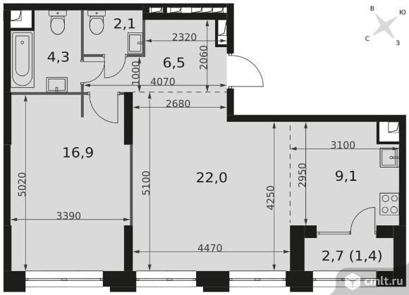 2-комнатная квартира 62,3 кв.м - ЖК "Sydney City". Фото 1.