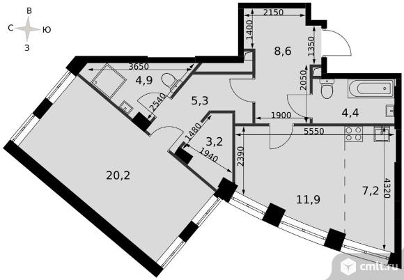 1-комнатная квартира 65,6 кв.м - ЖК "Sydney City". Фото 1.