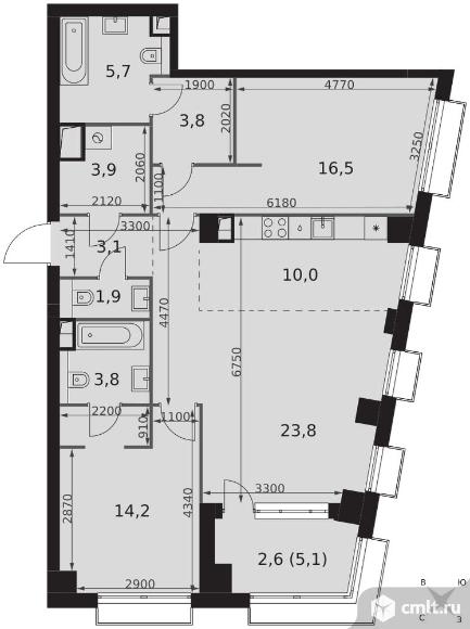 3-комнатная квартира 89,3 кв.м - ЖК "Sydney City". Фото 1.