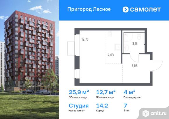 1-комнатная квартира 25,91 кв.м. Фото 1.