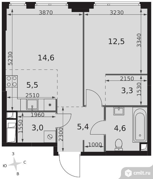 2-комнатная квартира 48,9 кв.м - ЖК "Sydney City". Фото 1.