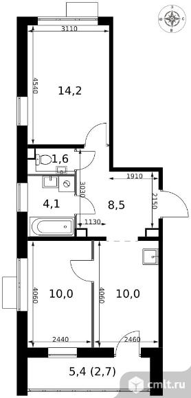2-комнатная квартира 51,1 кв.м - ЖК "1-й Саларьевский". Фото 1.