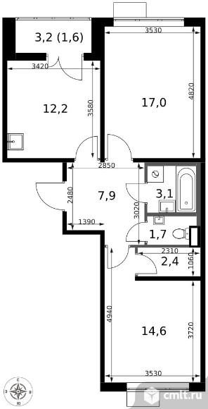 2-комнатная квартира 60,5 кв.м - ЖК "1-й Саларьевский". Фото 1.