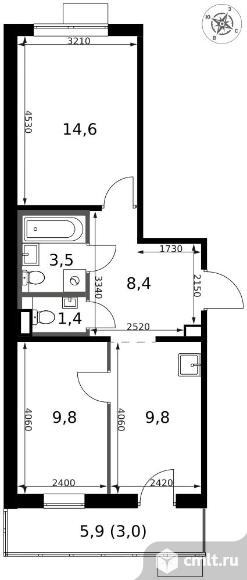 2-комнатная квартира 50,5 кв.м - ЖК "1-й Саларьевский". Фото 1.