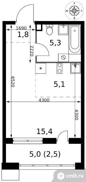 1-комнатная квартира 30,1 кв.м - ЖК "1-й Саларьевский". Фото 1.