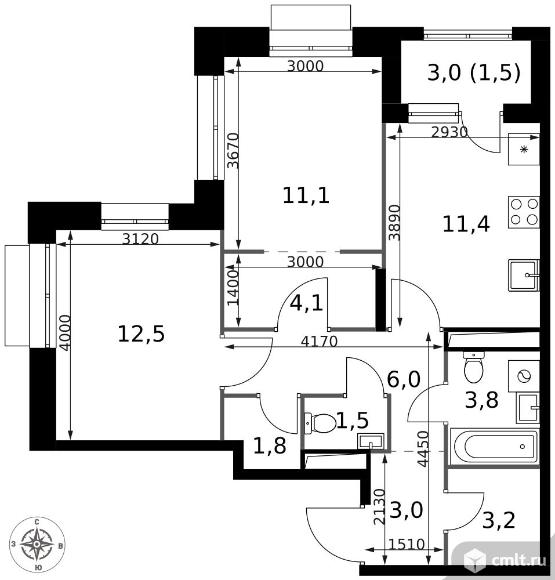 2-комнатная квартира 59,9 кв.м - ЖК "1-й Саларьевский". Фото 1.