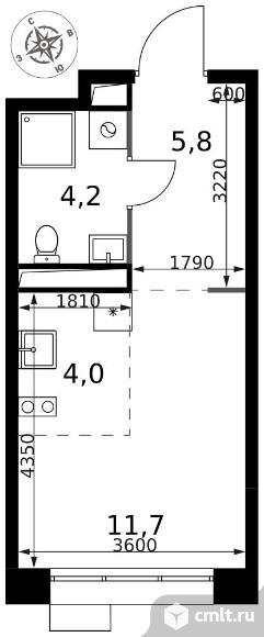 1-комнатная квартира 25,7 кв.м - ЖК "1-й Саларьевский". Фото 1.
