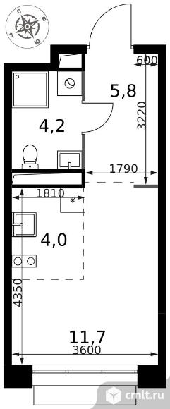 1-комнатная квартира 25,7 кв.м - ЖК "1-й Саларьевский". Фото 1.