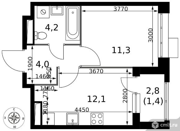 1-комнатная квартира 33 кв.м - ЖК "1-й Саларьевский". Фото 1.