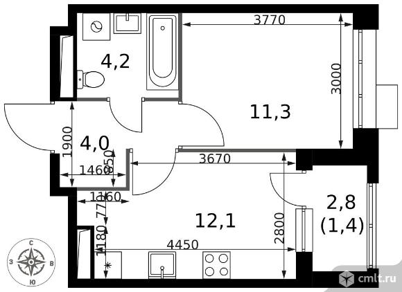1-комнатная квартира 33 кв.м - ЖК "1-й Саларьевский". Фото 1.