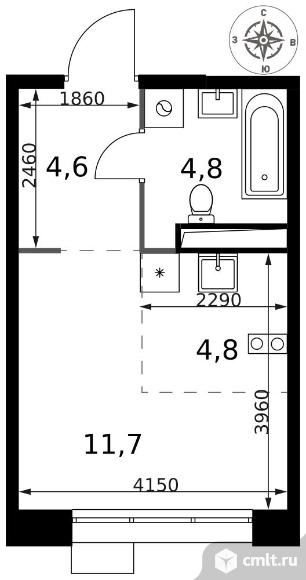 1-комнатная квартира 25,9 кв.м - ЖК "1-й Саларьевский". Фото 1.