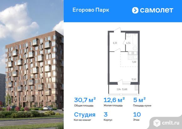1-комнатная квартира 30,7 кв.м. Фото 1.
