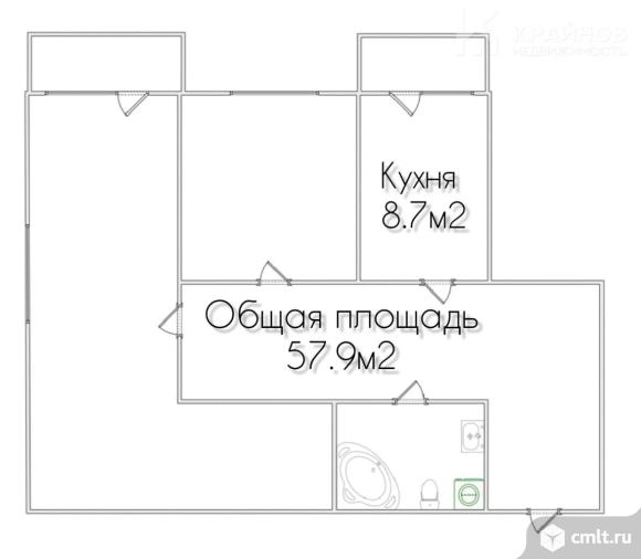 2-комнатная квартира 59,6 кв.м. Фото 14.