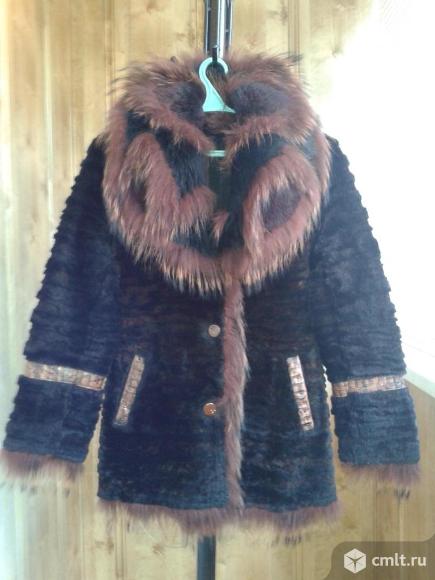 Дублёнка женская двухсторонняя р.44 Б/У. Фото 1.